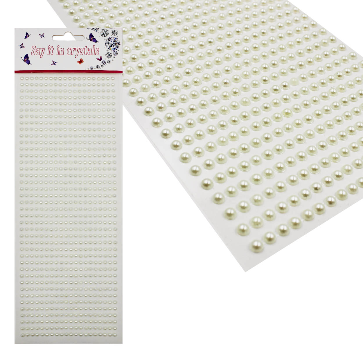 Полужемчуг клеевой Realtex №6 (блистер) (800шт) цв.молочный