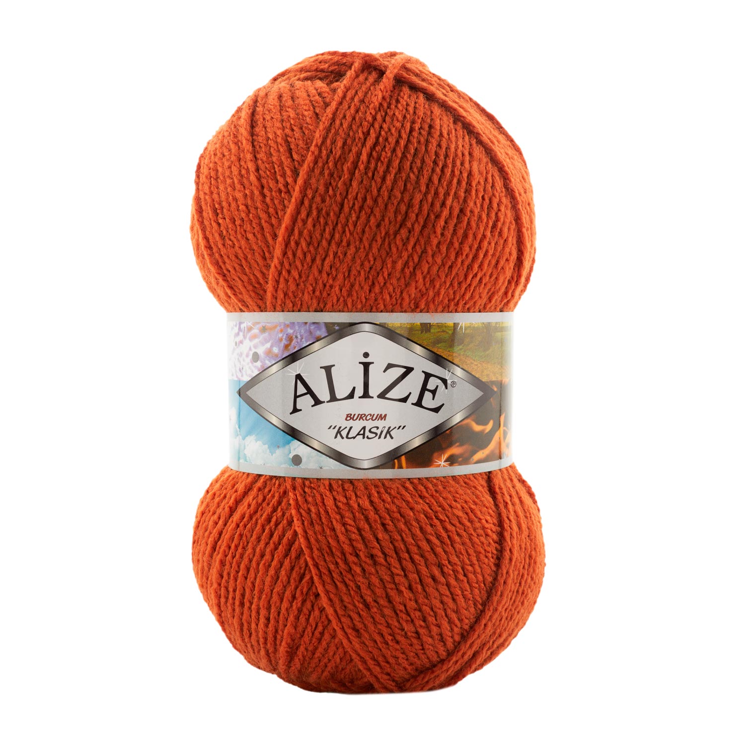 Пряжа Alize "Burcum Klasik" (100гр) цв.408 ярко-рыжий 