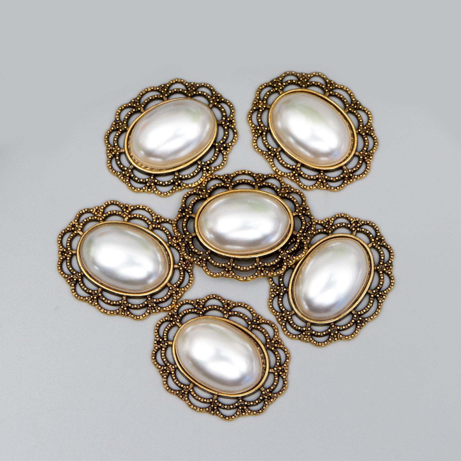 Декор для творчества металл 6260217 "Овал в золотой оправе" 27*23*6мм (2шт) 