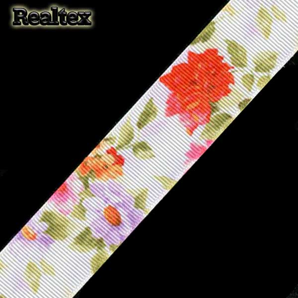 Лента репсовая с рисунком Реалтекс 25мм R 8-4 "Цветы/3" 