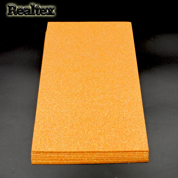 Фоамиран глиттерный Реалтекс 2мм цв.19/1 светло-оранжевый