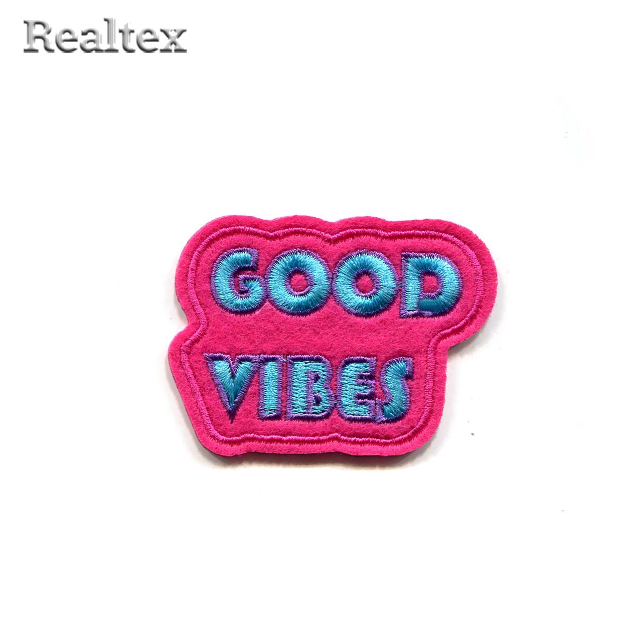  Термоаппликации Реалтекс S-5786 "GOOD VIBES" цв.фуксия/голубой