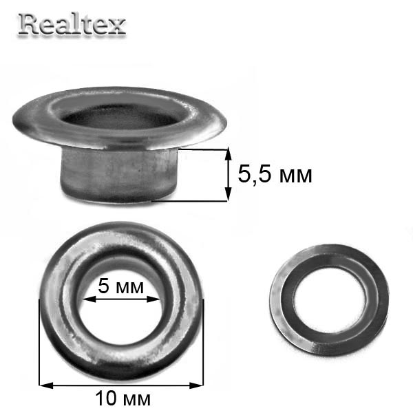Люверсы № 3 (5мм) с кольцами цв.чёрный никель