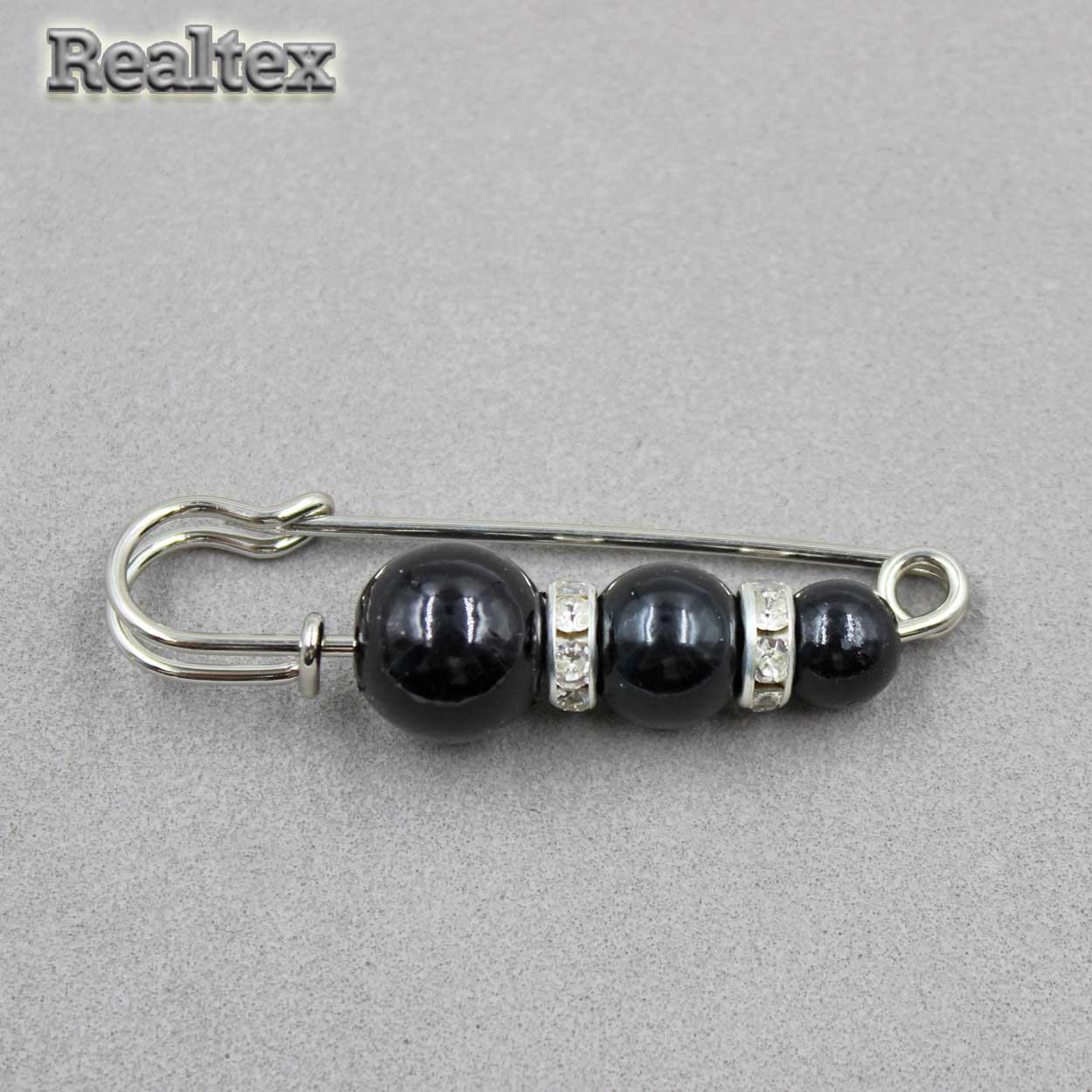 Булавки декоративные Realtex FD-062-1 50мм (5шт) цв.никель/черный