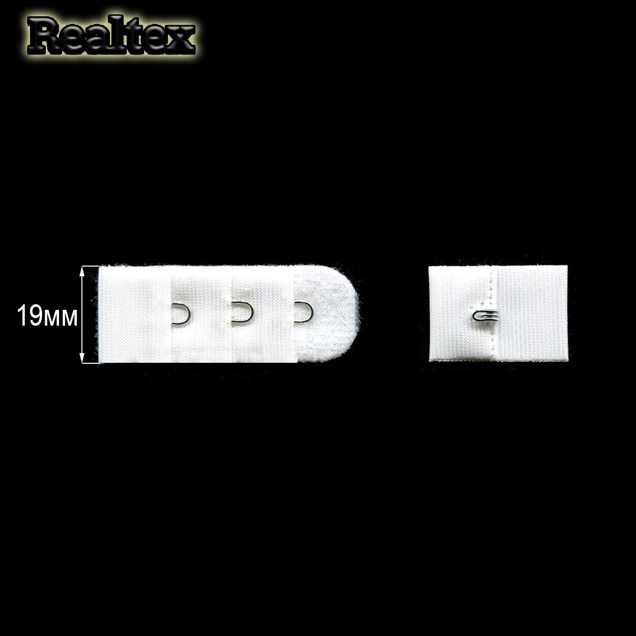 Застежка-крючки  Realtex 3х1 1,9см цв.белый