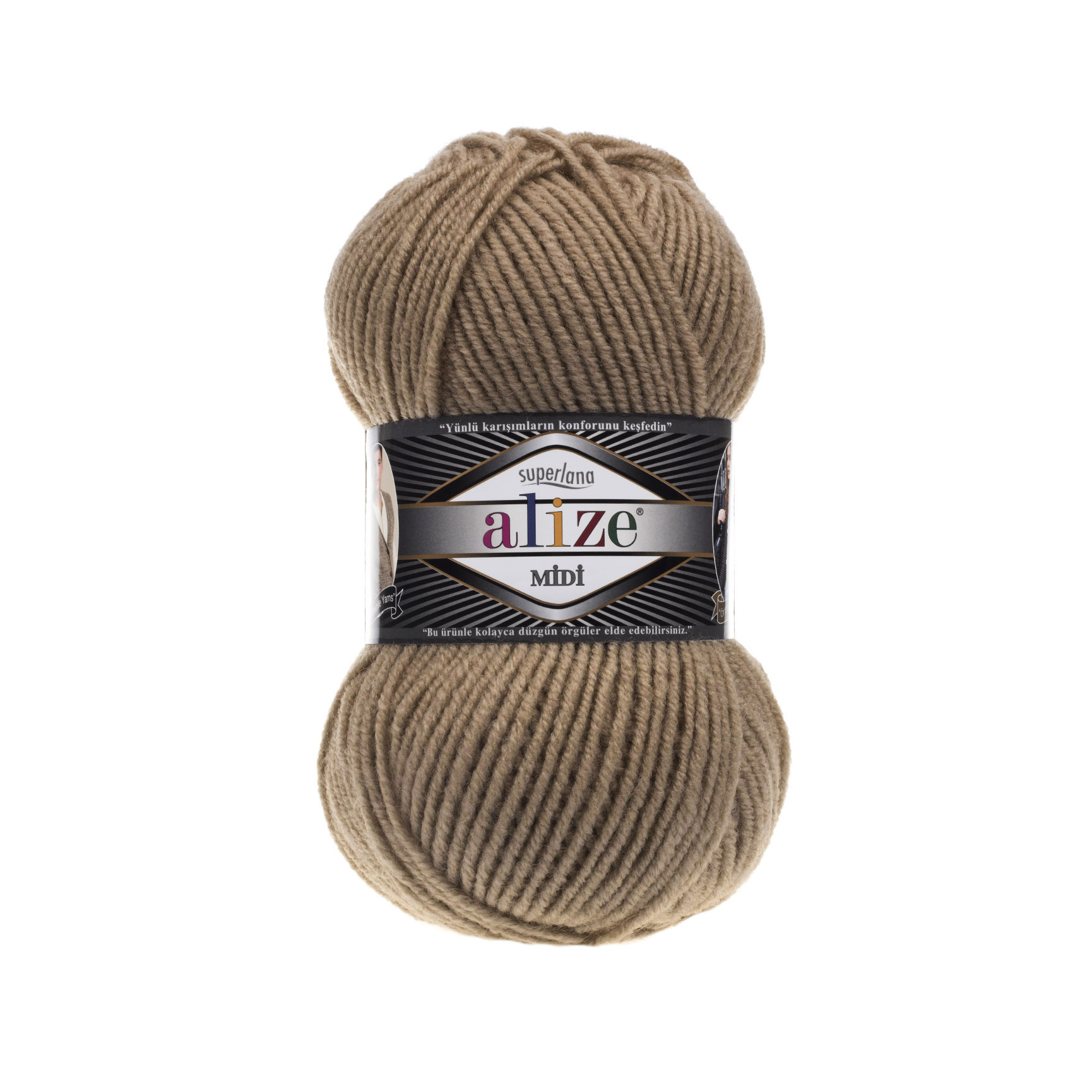 Пряжа Alize "Super Lana Midi" (100гр) цв.466 тёмно-бежевый