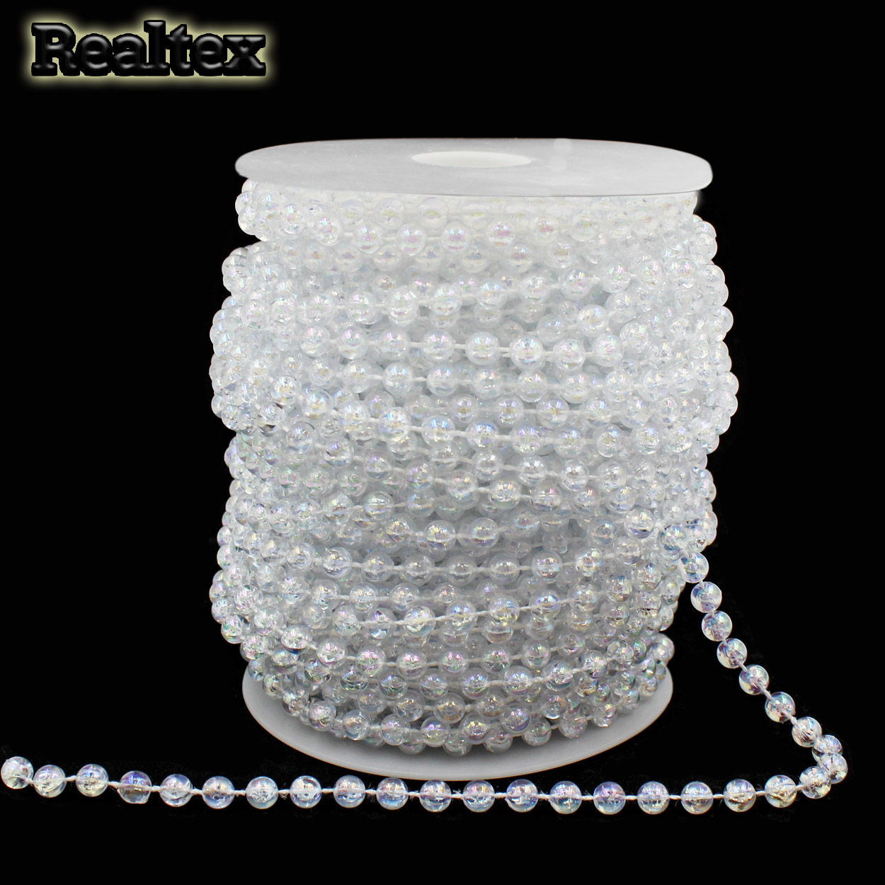 Бусины тесьма Realtex 6мм цв.прозрачный АВ (ТАВ) 
