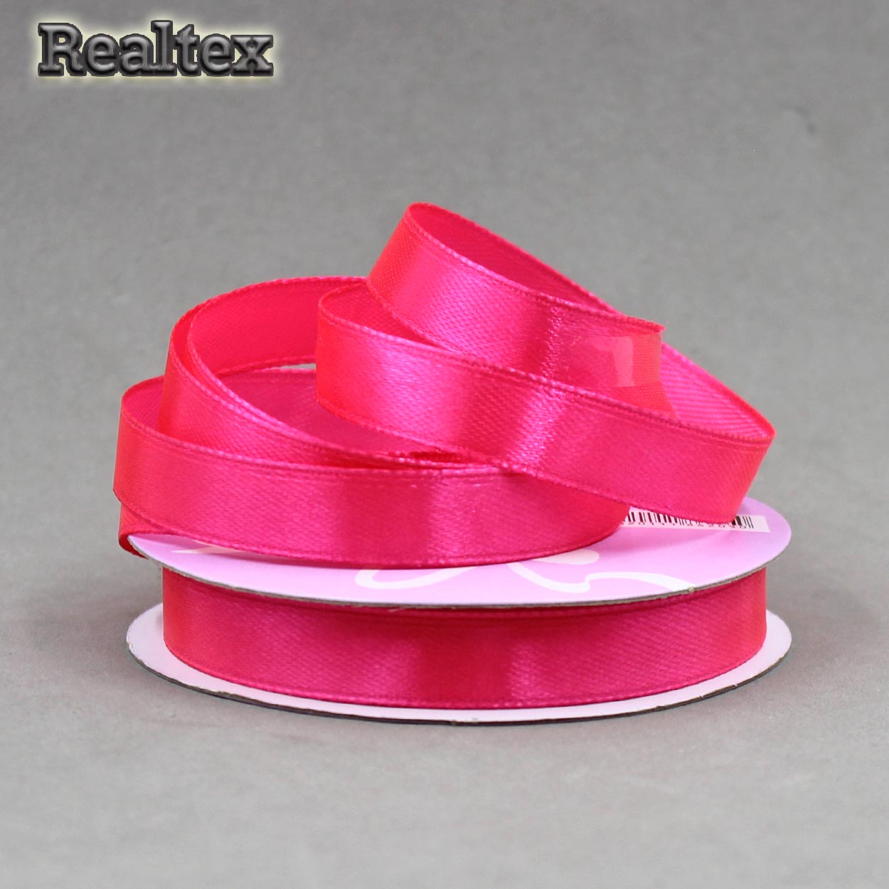 Лента атласная 12мм Realtex (27,4м) цв.4175/014 яр.розовый
