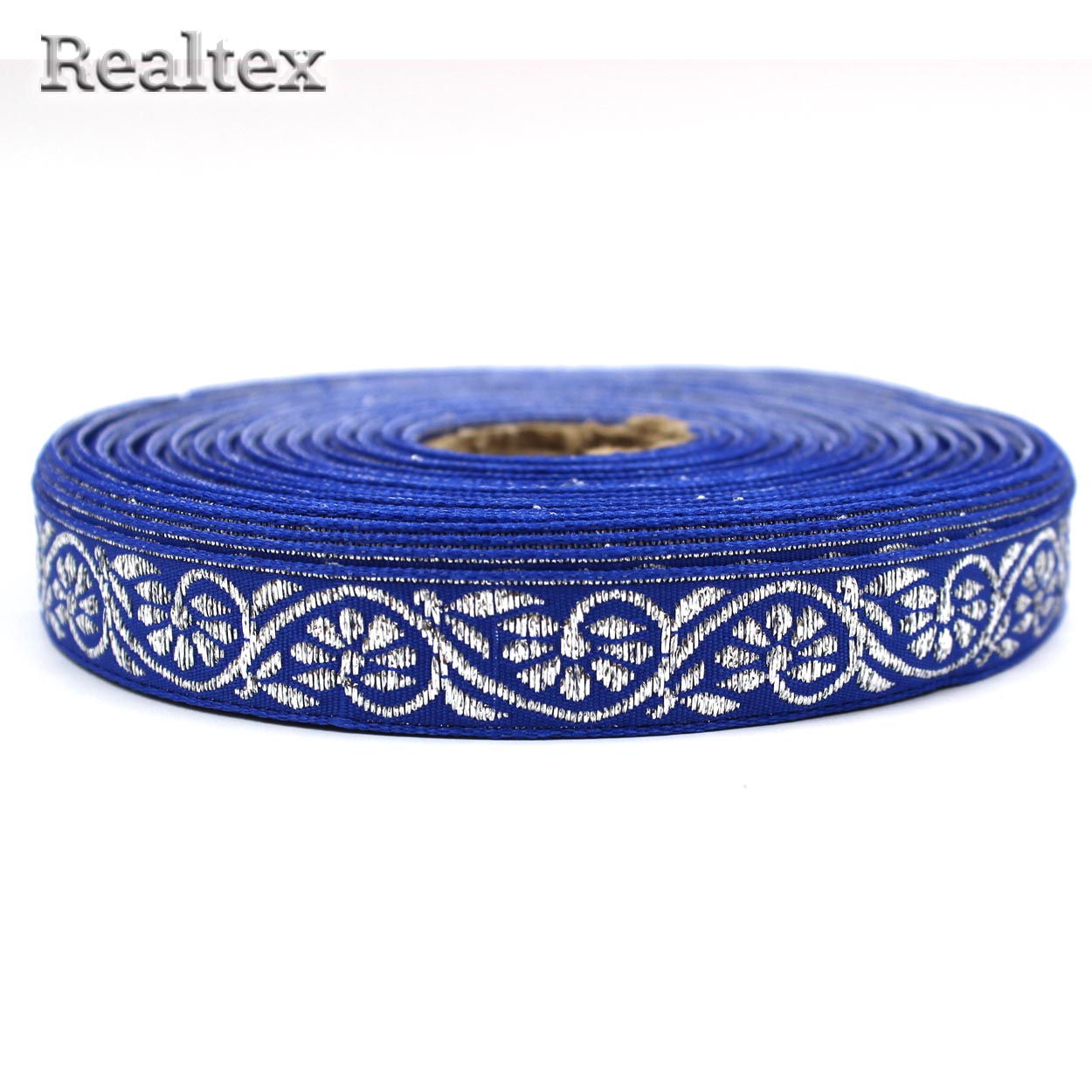 Тесьма жакардовая 18мм с1856г17 рис.9820"в" (25м) цв.электрик/серебро