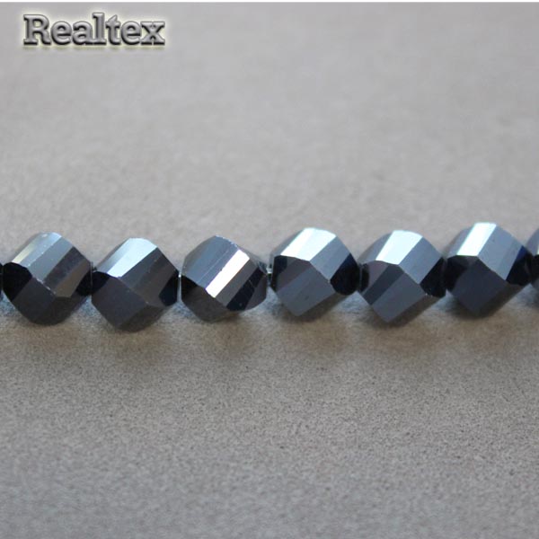 Бусины Реалтекс стеклянные граненые 8мм декоративные на нитях цв.32 гематит