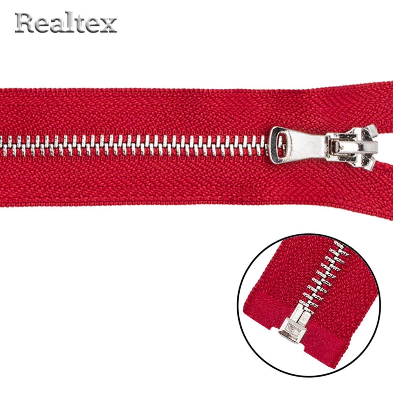 Молния металл Т.5 75см разьемная цв.никель/519 красный