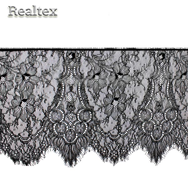 Кружево Realtex "реснички" 250мм DSM 78618 цв.черный