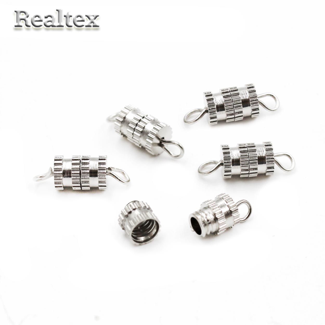 Застежка для бижутерии  "Realtex" RF-4 винт 5*8мм (5шт) цв.серебро