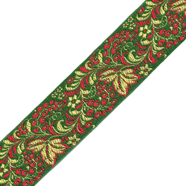 Тесьма жакардовая 50мм с3379г17 рис.9520 (25м) цв.зеленый