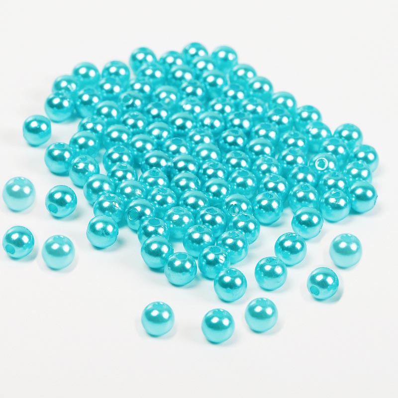 Бусины пластик Реалтекс  4мм под жемчуг (100гр) цв.099 ярко-бирюзовый