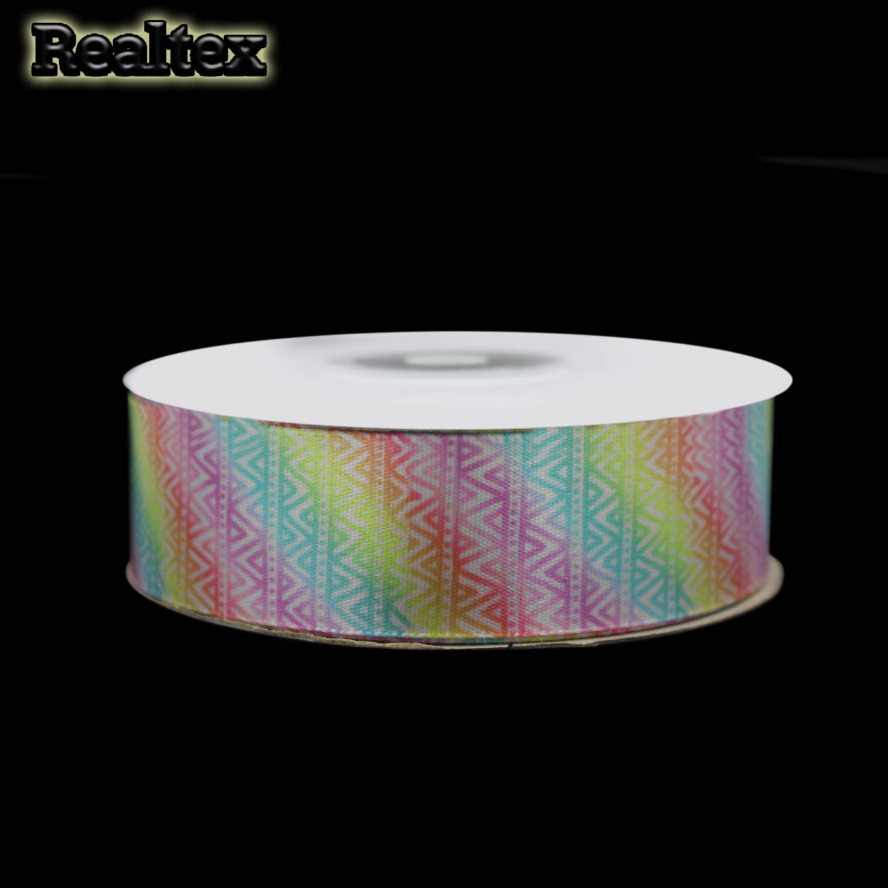 Лента атласная с рисунком  25мм  Realtex R 102 цв.серебристый mix