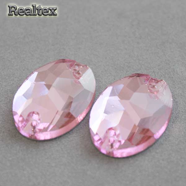 Стразы пришивные стекло овал 17*24мм Realtex цв.08 Rose