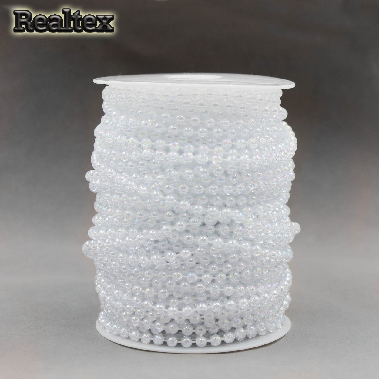 Бусины тесьма Realtex 5мм цв.прозрачный АВ (ТАВ) 