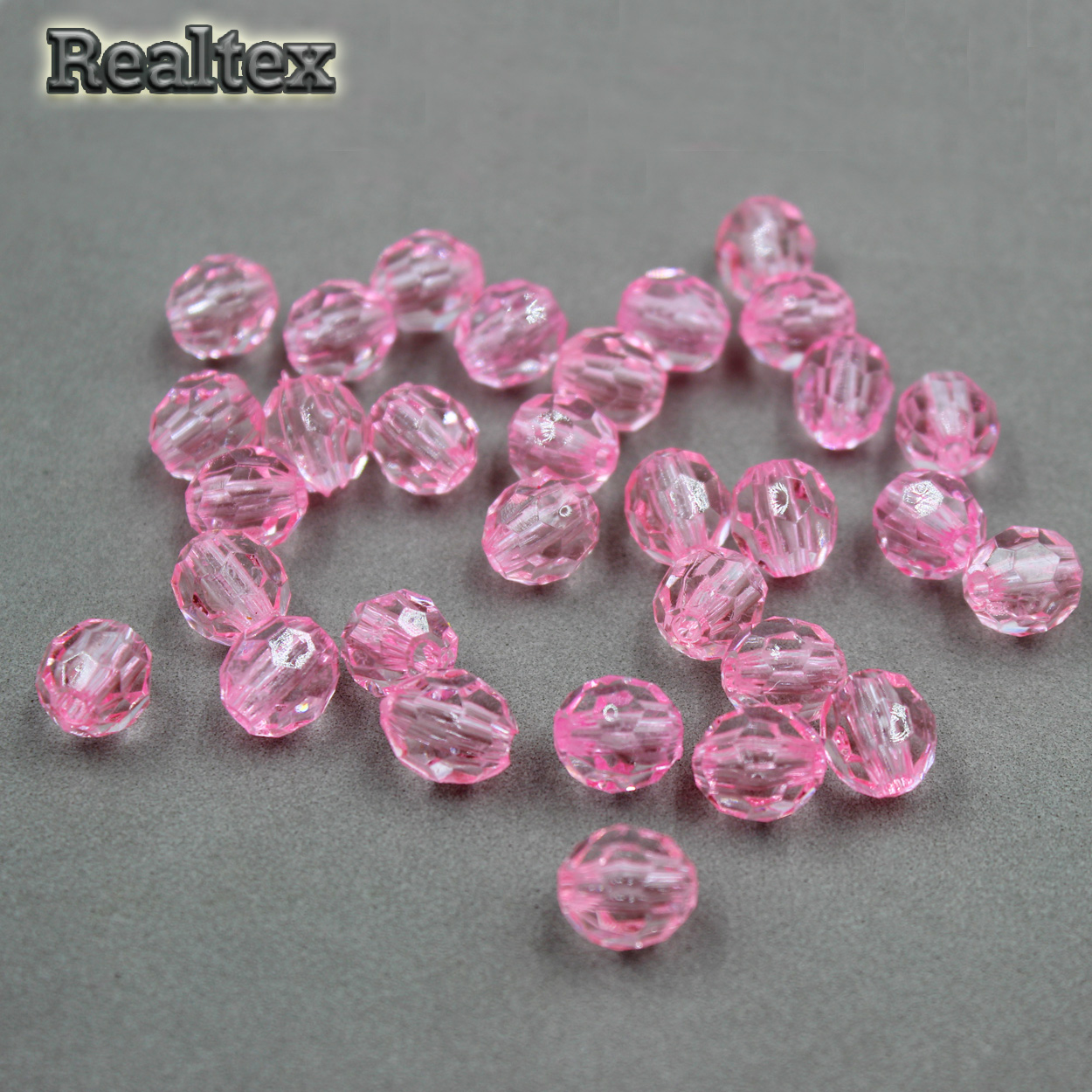 Бусины акриловые 3240  8мм (100гр) цв.02 розовый