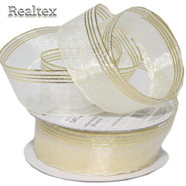 Лента капроновая 25мм ORT-25 "Blitz" цв.003 бл.кремовый/золото