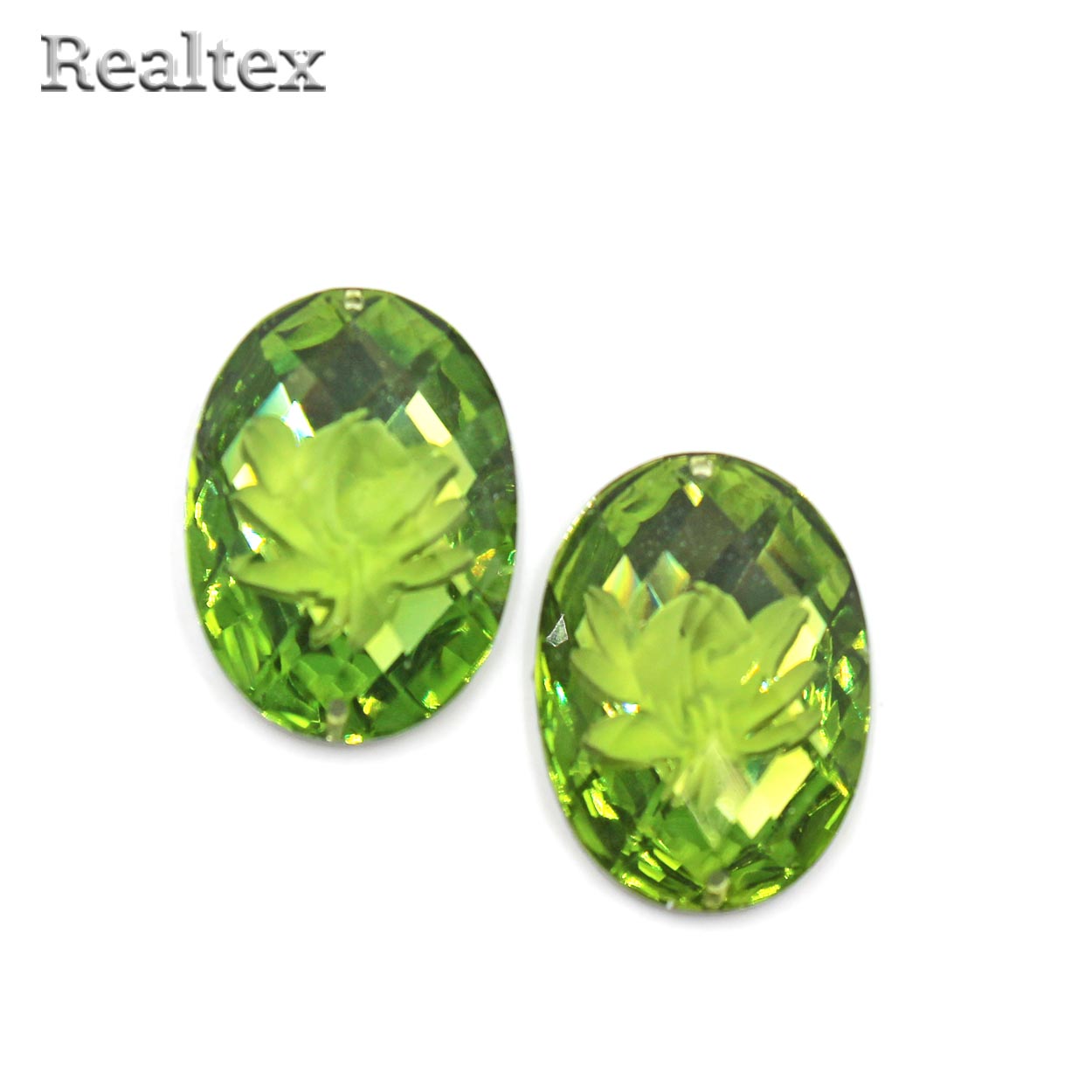 Стразы пластиковые пришивные AB-4 средние цв.салатовый 