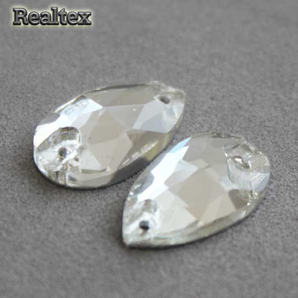 Стразы пришивные стекло капля 16*25мм Realtex цв.01 Crystal