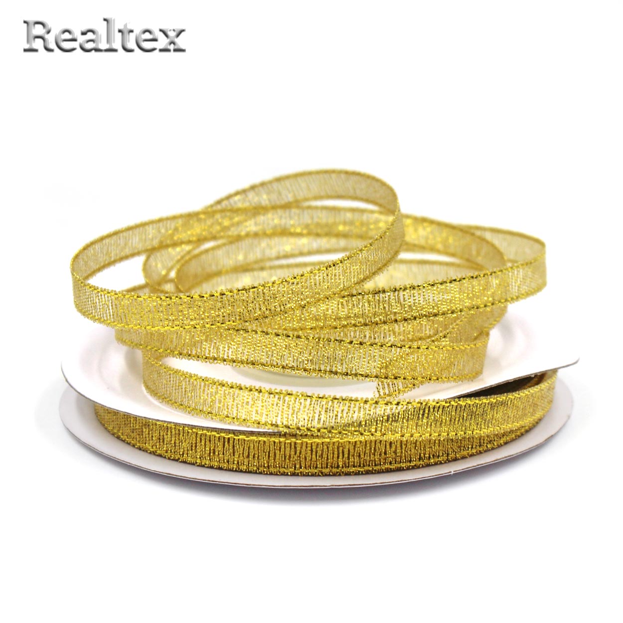  Лента металлизированная Реалтекс  6мм (22,8м) цв.золото 