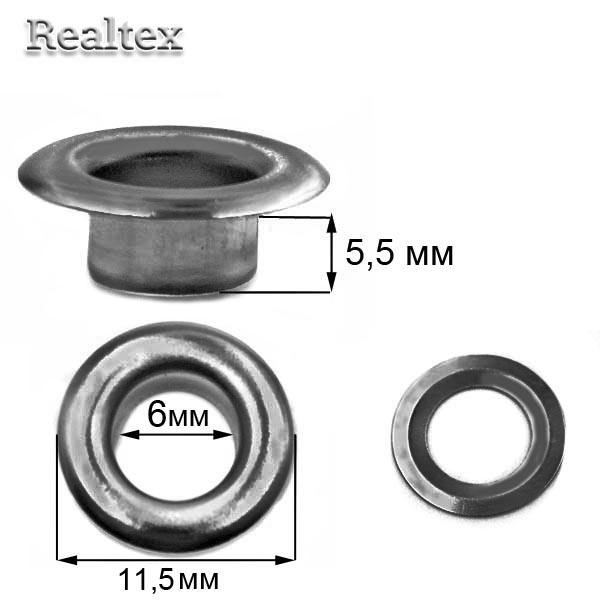 Люверсы № 4 (6мм) с кольцами цв.чёрный никель