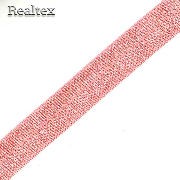 Косая бейка стрейч блестящая 15мм (50м) цв.F154 розовый персик