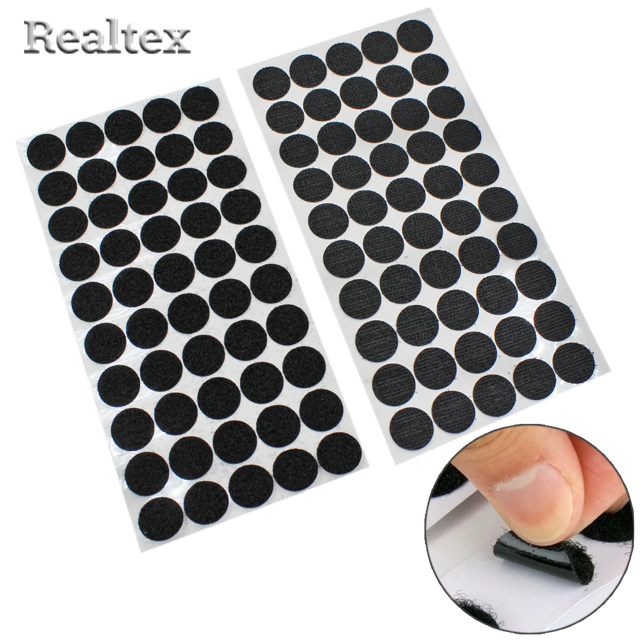 Липучка клеевая Realtex "Точки" 20мм (50шт) цв.черный