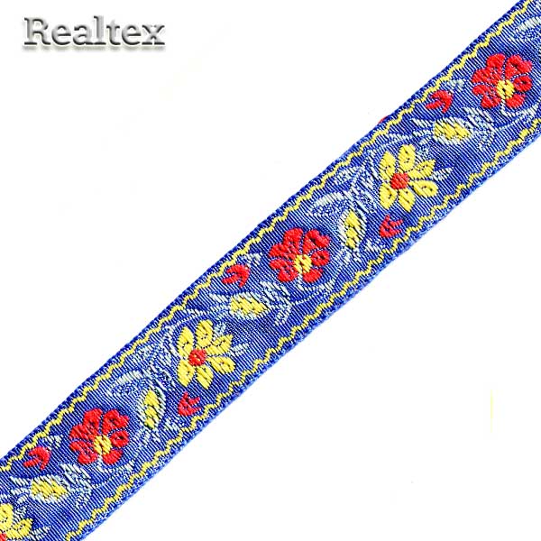 Тесьма жакардовая 24мм с1852г17 рис.8866 (25м) цв.василек