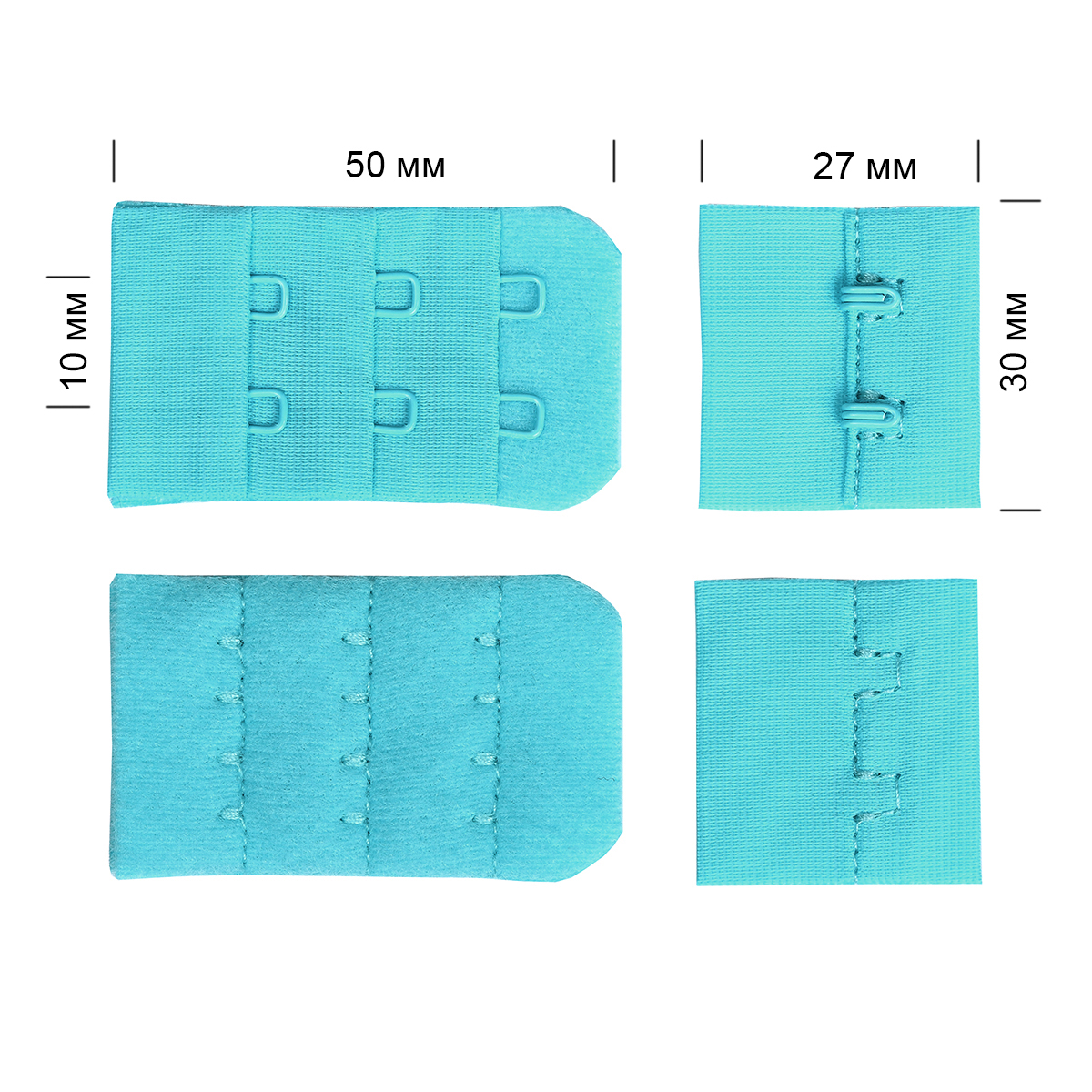 Застежка-крючки TBY 3х2 3см (10шт) цв.A2201 небесно-голубой