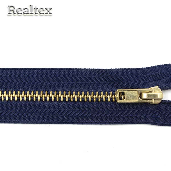 Молнии джинсовые Т.4 18см неразъёмная цв.золото/330 синий