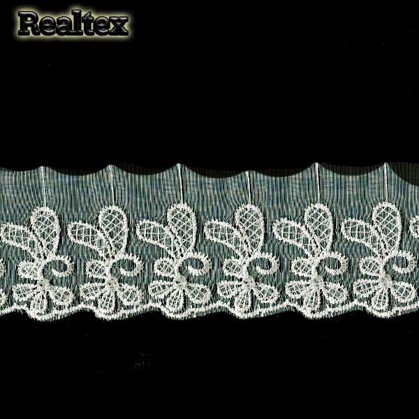 Кружево органза Реалтекс 55мм 30091 цв.молочный