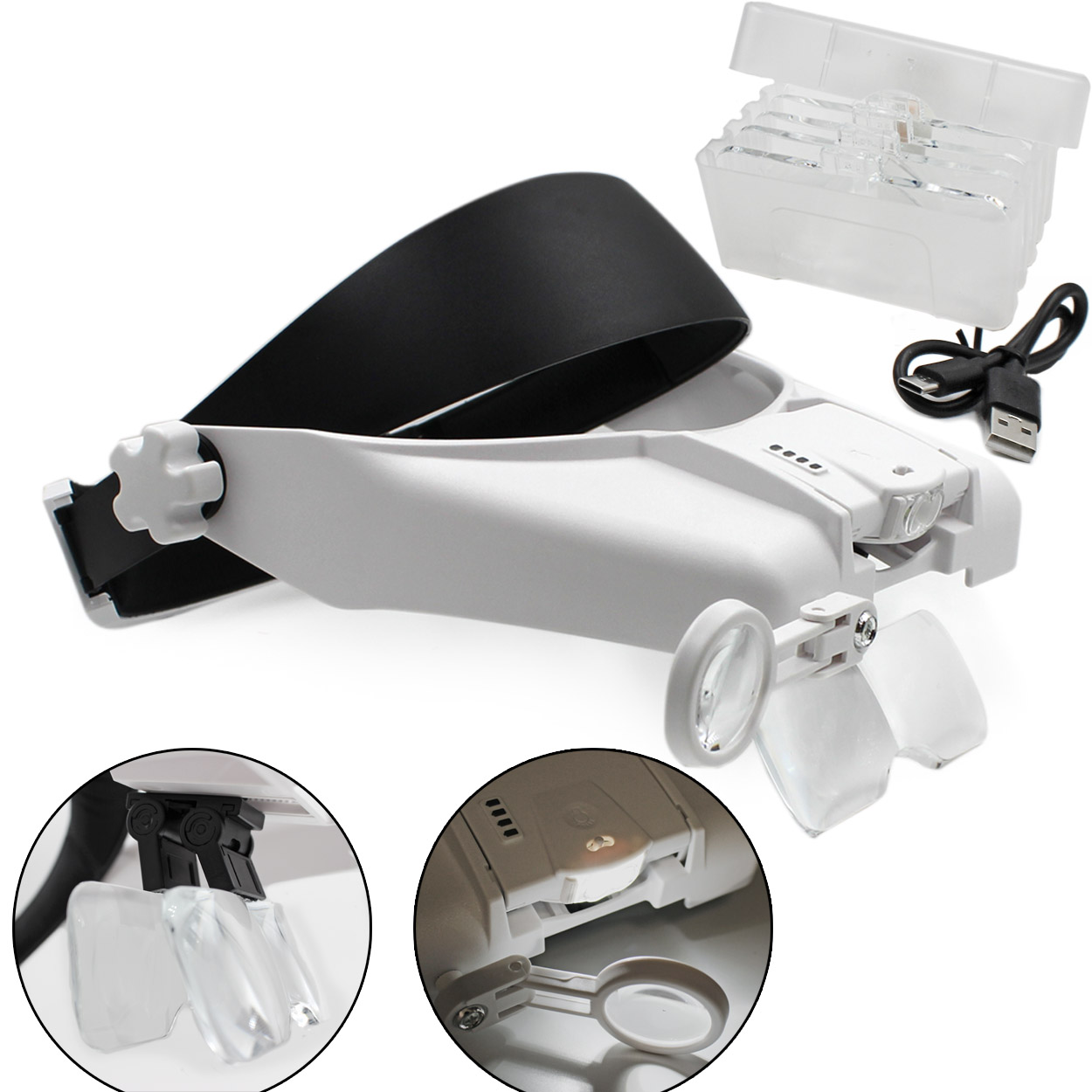 Лупа Реалтекс для рукоделия MG 82000-MAC c аккумулятором, с подсветкой и креплением на голову 