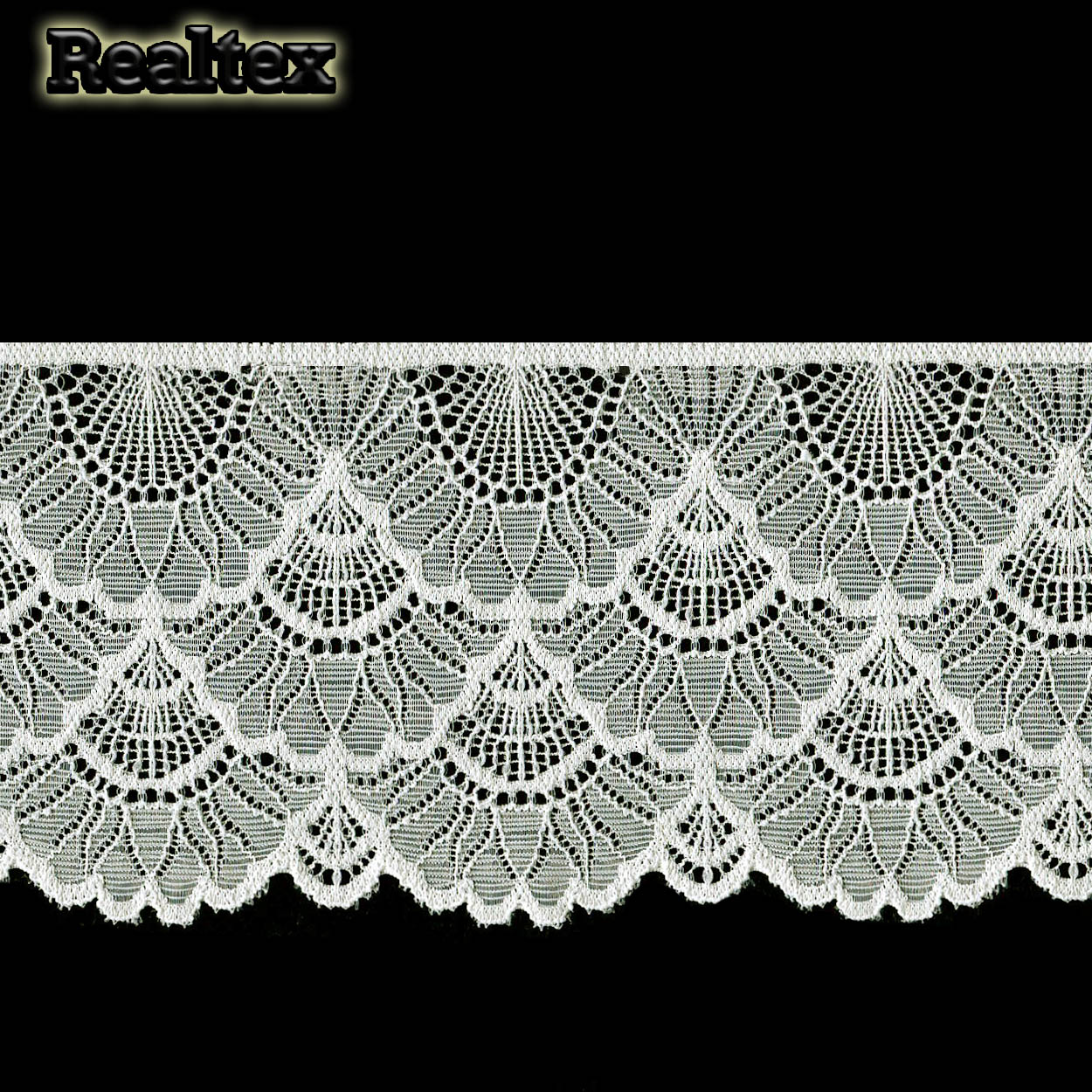 Кружево стрейч Realtex  85мм 6092-9 (20м) цв.светло-молочный 