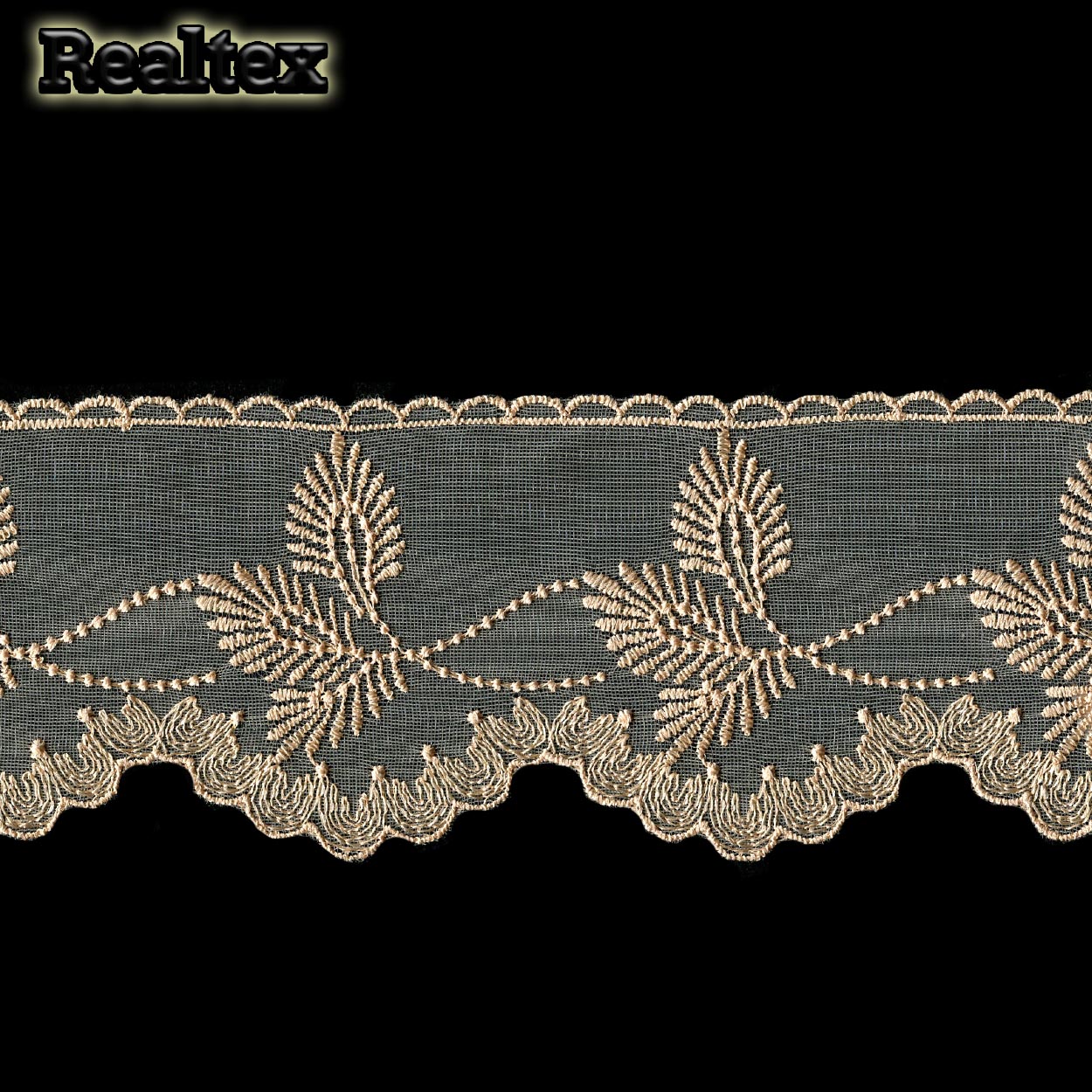 Кружево на сетке 105мм TBY 40483 (13,7м) цв.N6115 бежевый 