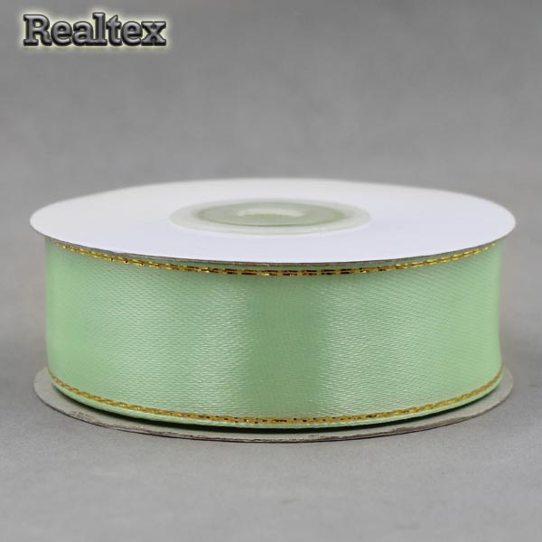 Лента атласная с люрексом 25мм RS цв.107 св.салатовый