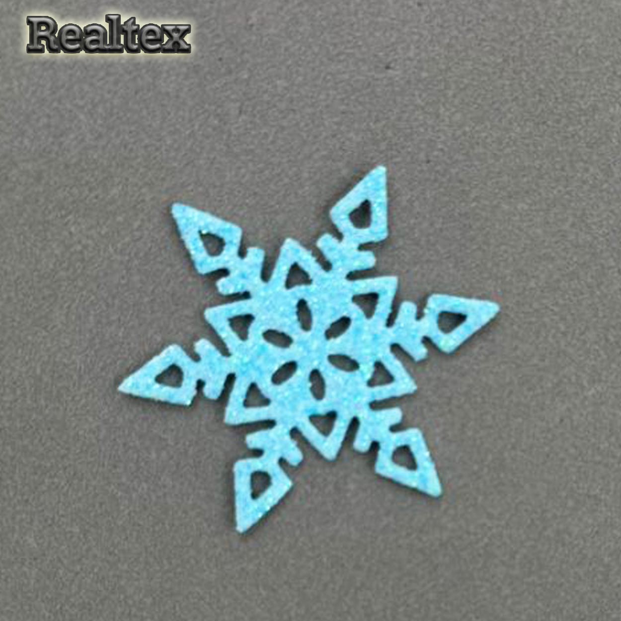 Набор 12 "Снежинки" из глиттерного фоамирана 40мм (10 шт) цв.бирюза
