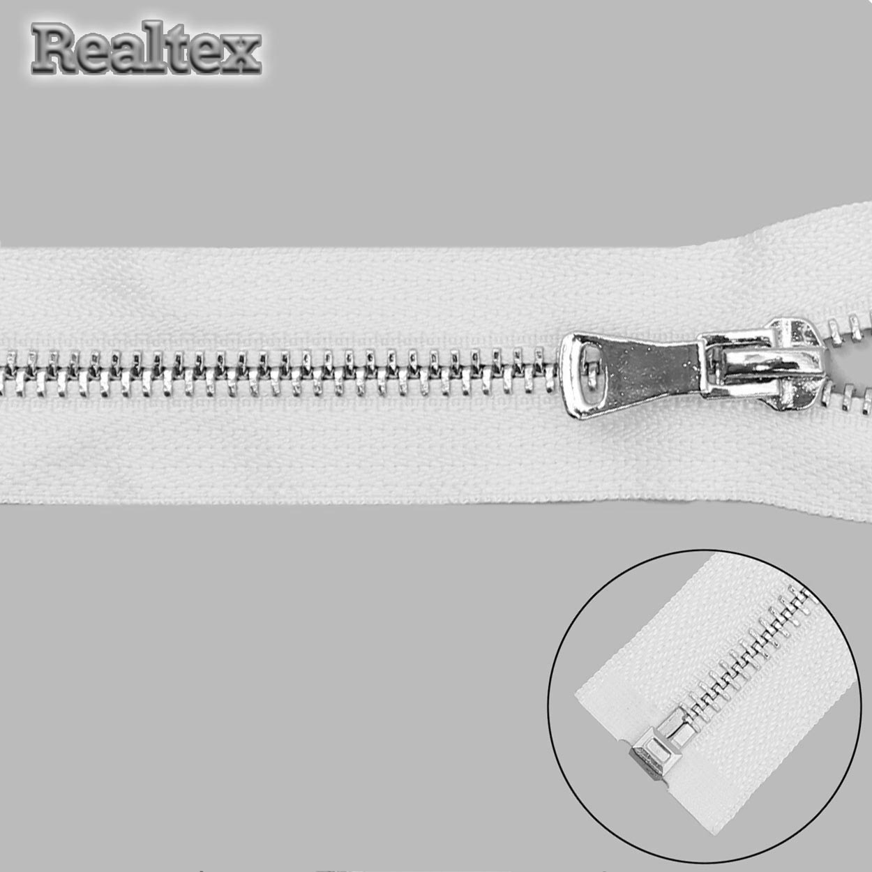 Молния металл Т.5 75см разьемная цв.никель/501 белый
