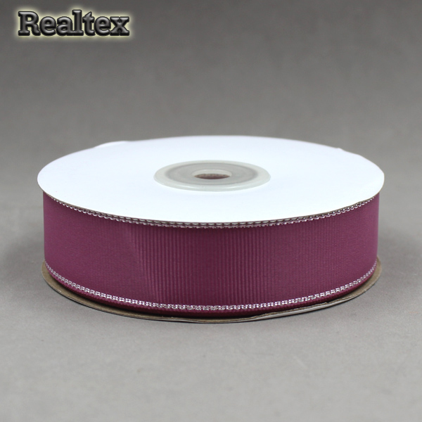 Лента репсовая 25мм RS (22.8м) цв.047 т.лиловый/серебро