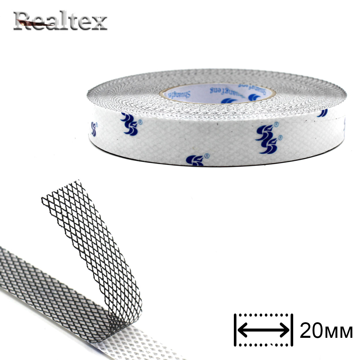 Сетка клеевая на бумаге  20мм Realtex (45,7м) цв.черный