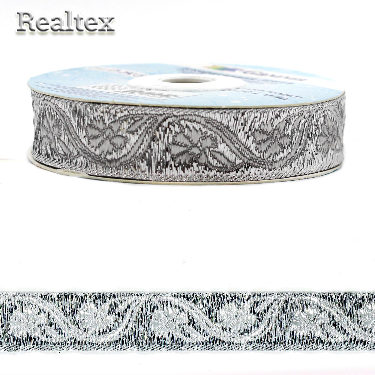 Тесьма жакардовая TRJ-04 16мм (10м) цв.серебро 