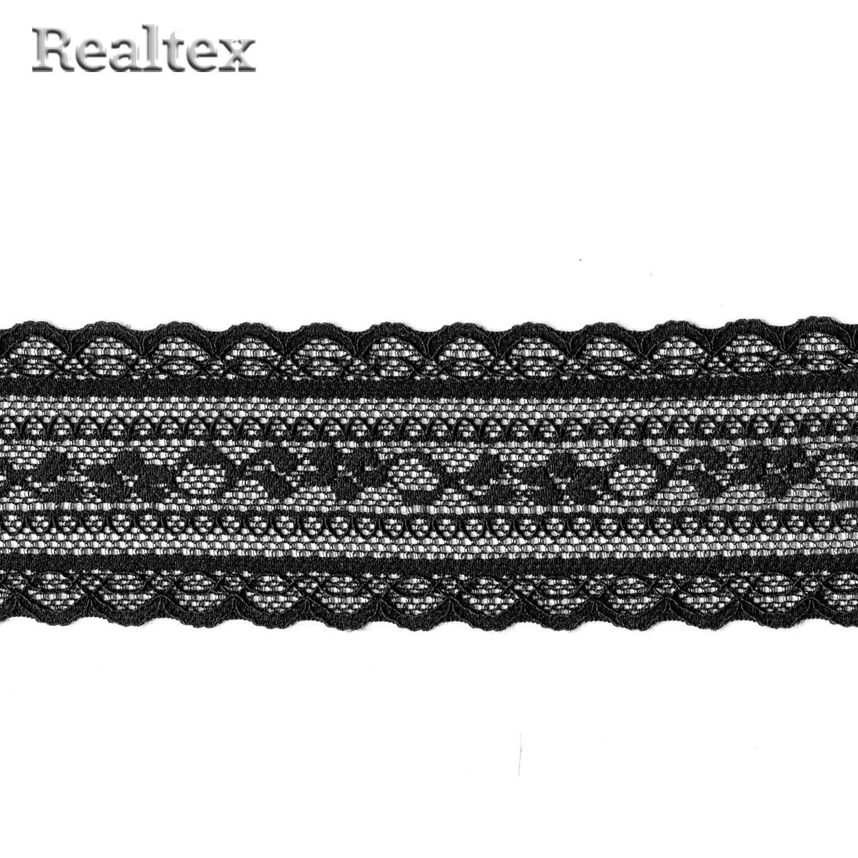 Кружево стрейч Реалтекс  50мм HD 1170 (20м) цв.черный