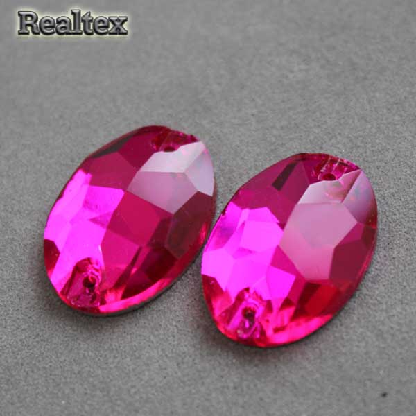 Стразы пришивные стекло овал 17*24мм Реалтекс цв.27 Fuchsia