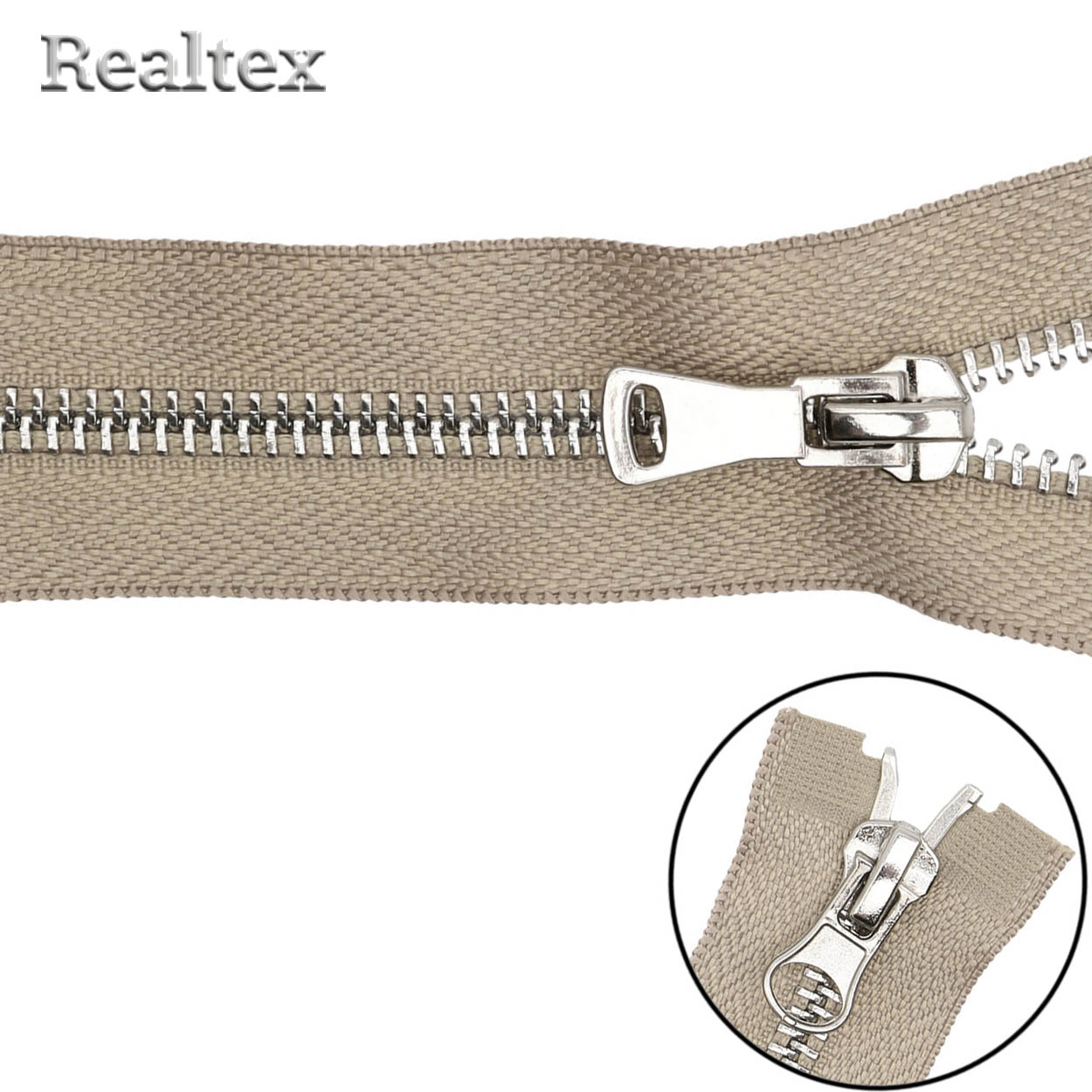 Молния металл Т.5 2замка 85см разъемная цв.никель/128 бежево-серый 