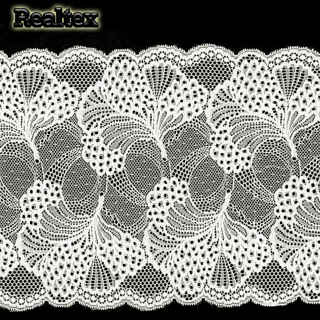 Кружево стрейч 195мм TBY 30211 цв.004 сумрачно-белый