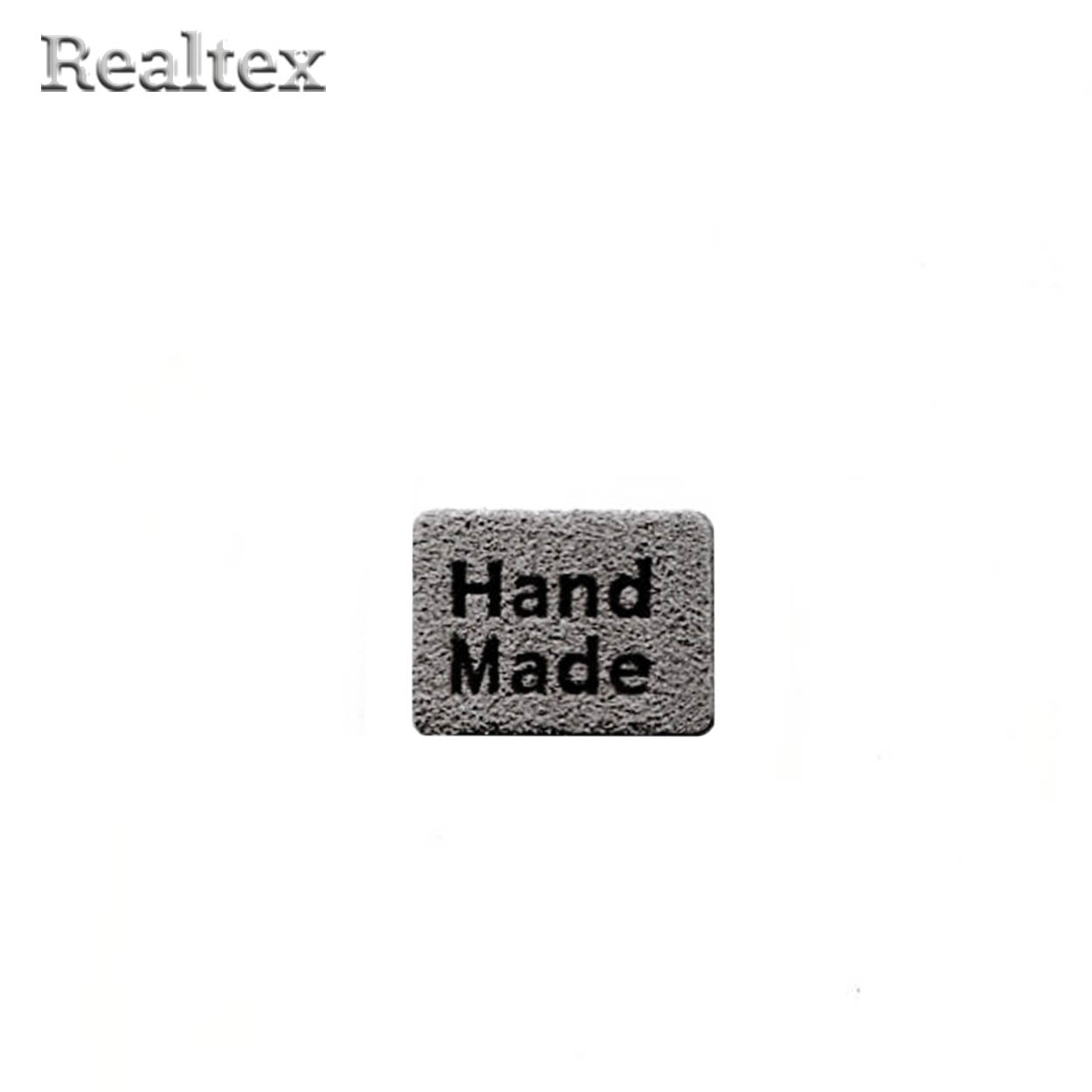 Бирка пришивная замша Realtex №22 "HandMade" цв.серый