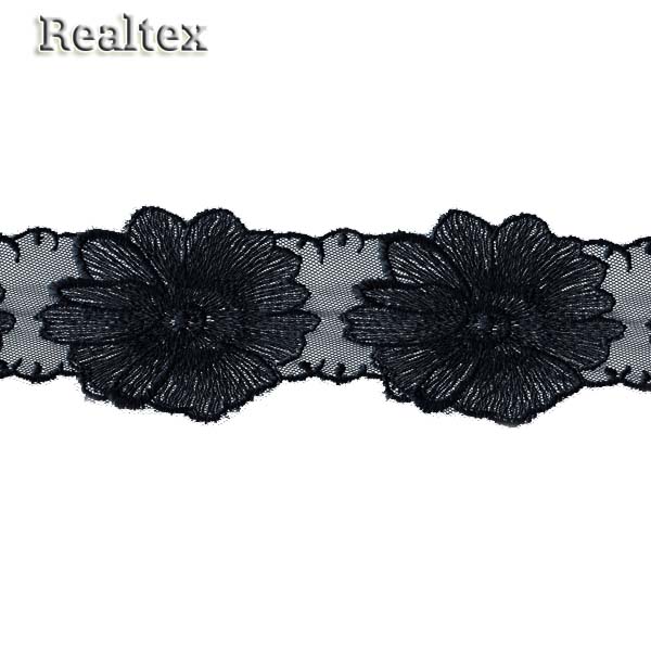 Кружево на сетке  68мм 56-4017 цв.черный