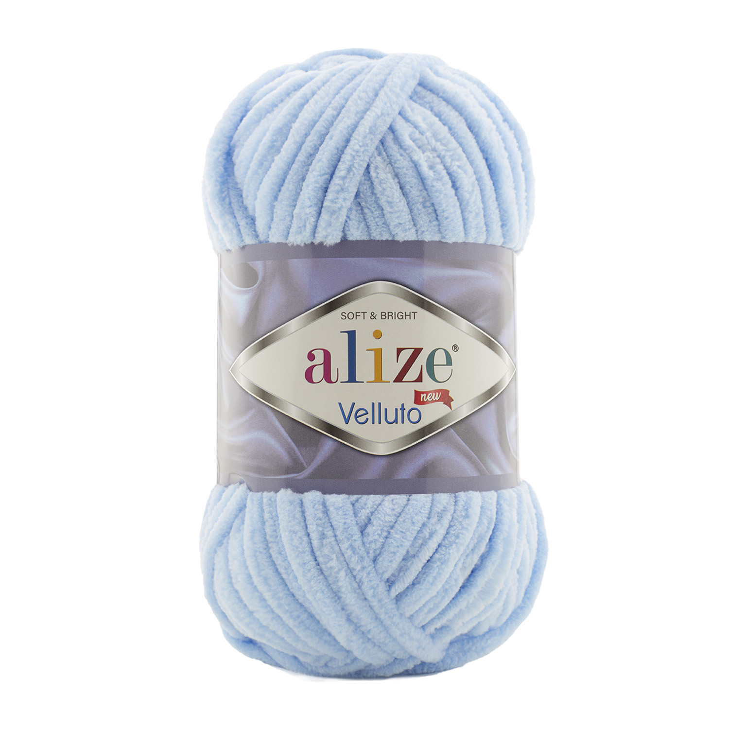 Пряжа Alize "Velluto" (100гр) цв.218 голубой